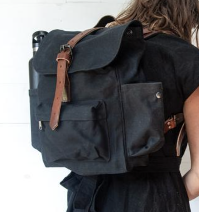 Peg & Awl The Little Rogue Waxed Canvas Backpack with Side  display picture 1